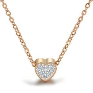 18k gold plated stainless steel rose gold heart pendant layering necklace